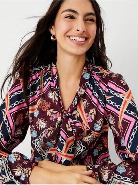ANN TAYLOR Floral Scarf Print Blouse